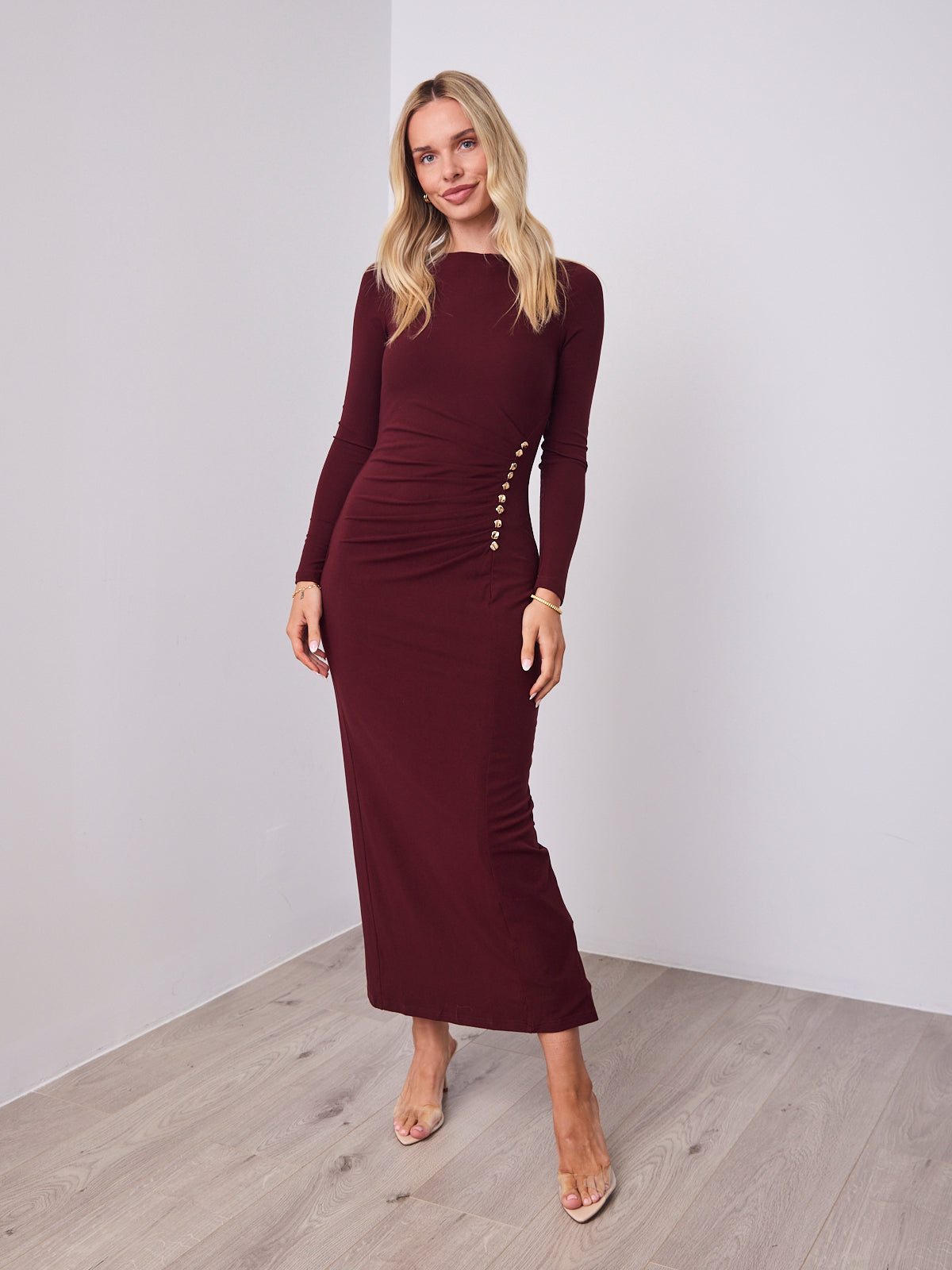 luella maxi dress burgundy COSTA Womens Wedtrend Women White Casual Maxi length Sizing Size:x-large
