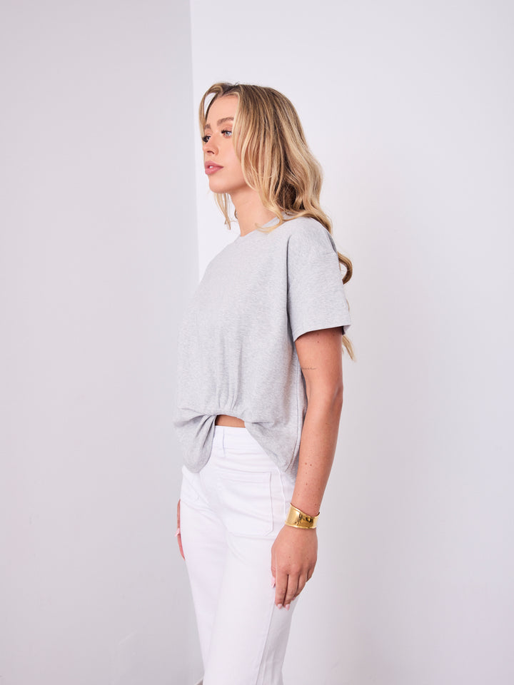 ESTHER EASY TUCK TEE - GREY MARLE