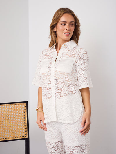 AZURA LACE SHIRT - WHITE