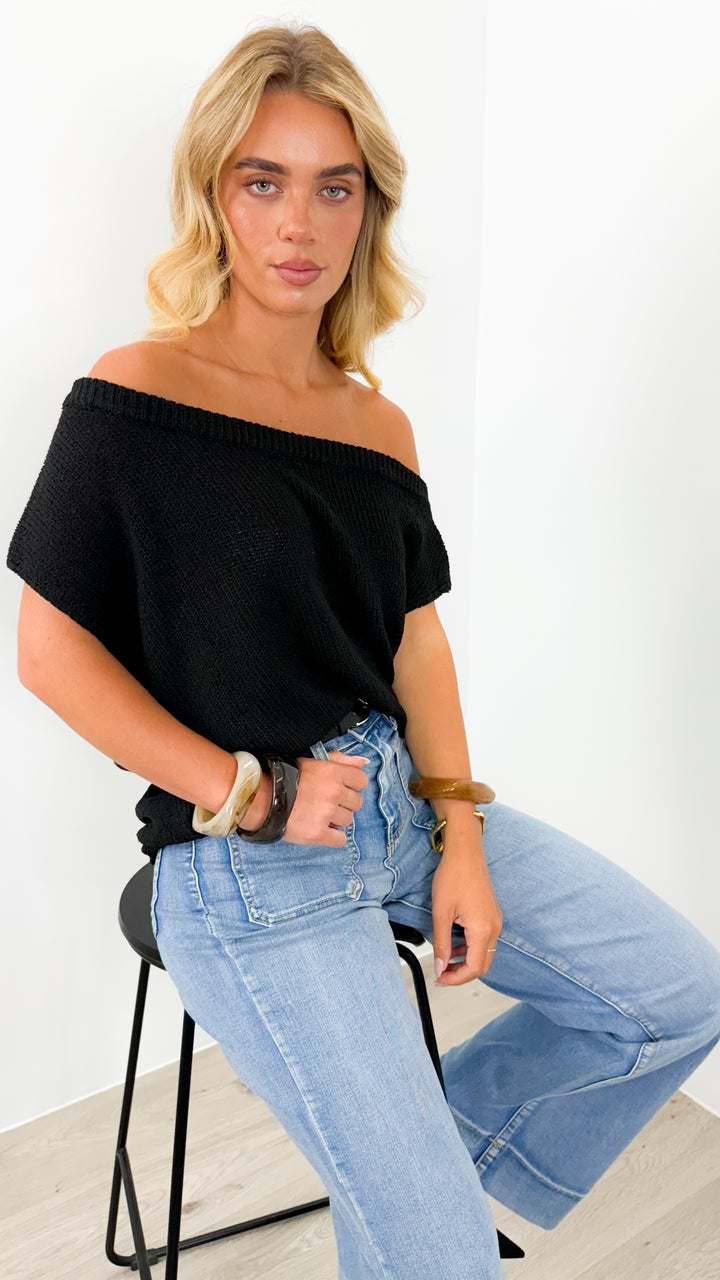 BETHENNY KNIT TOP - BLACK