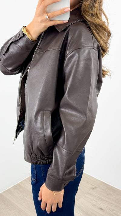 JAMISON PU JACKET - CHOCOLATE