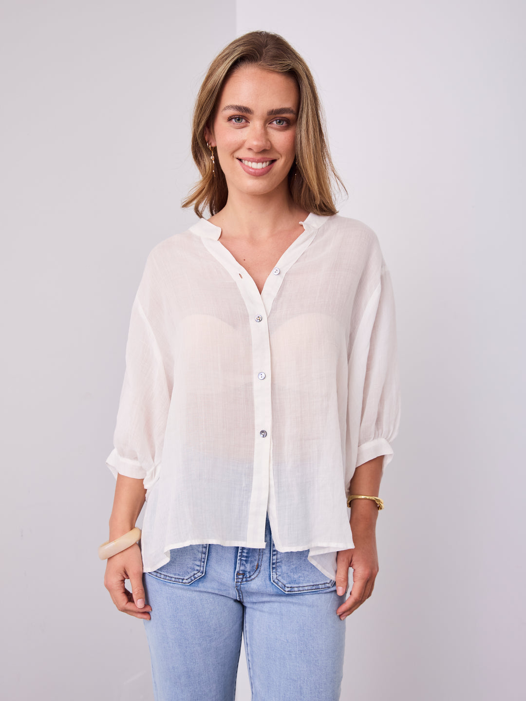 CATHY LINEN SHIRT - WHITE