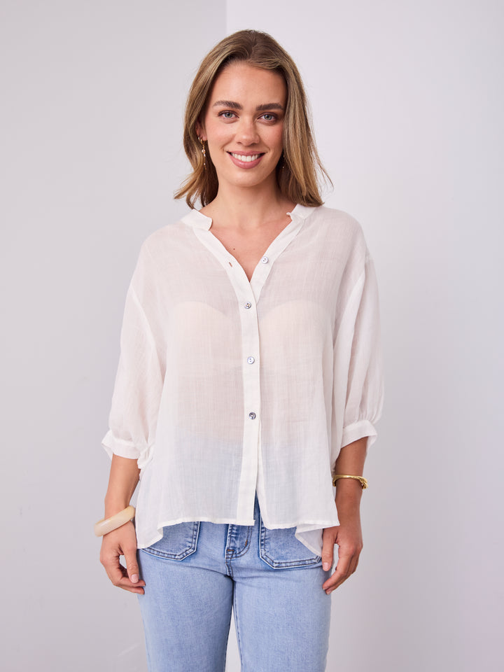 CATHY LINEN SHIRT - WHITE