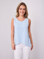 TALIA LINEN TOP - BABY BLUE