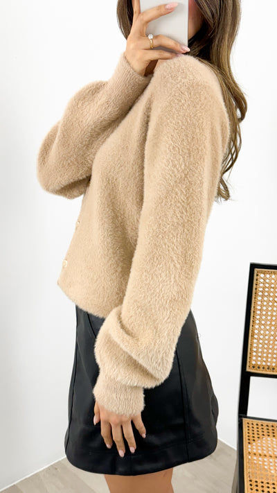 MAVI FLUFFY CARDI - MOCHA