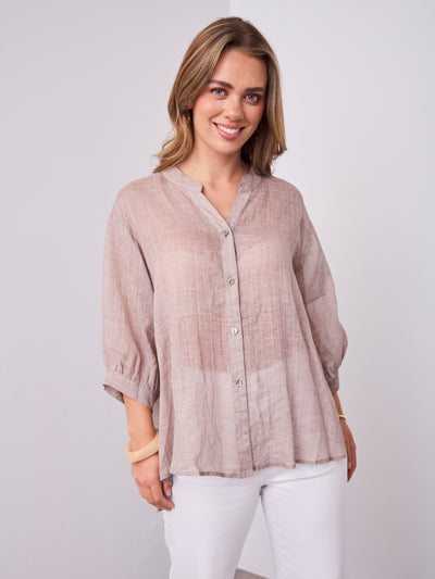CATHY LINEN SHIRT - BISCUIT