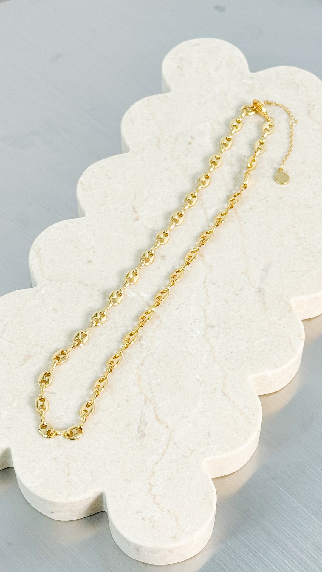 PUFF MARINER CHAIN 18K GOLD PLATED NECKLACE - GOLD