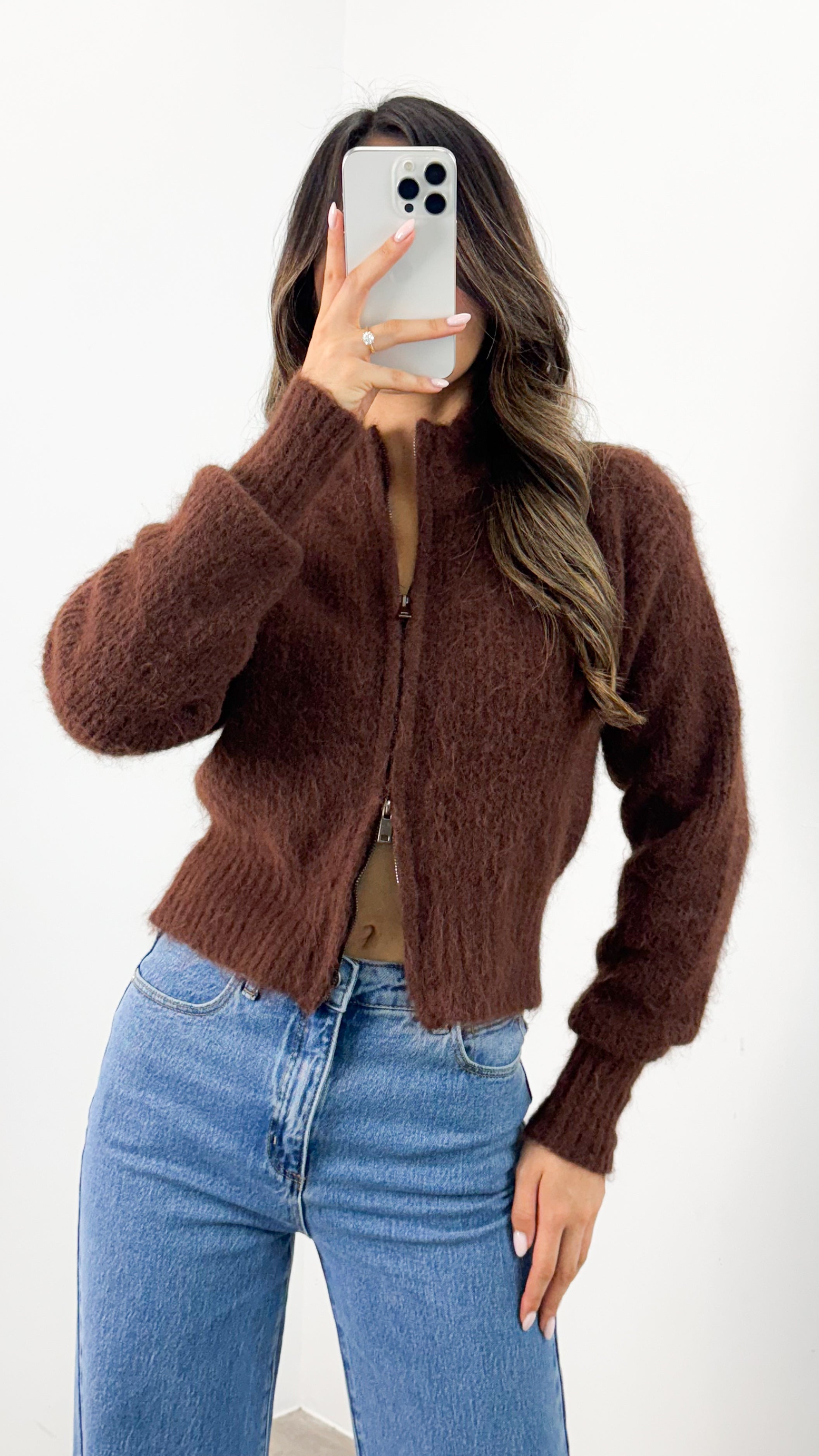 NOAH ZIP KNIT - CHOCOLATE