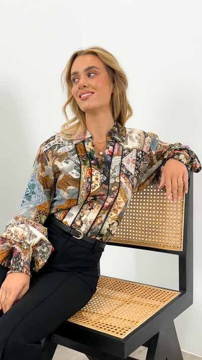 MERUCCI BLOUSE - BLACK PRINT