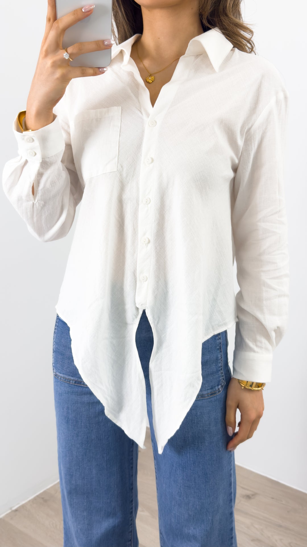 MACY TIE FRONT SHIRT - WHITE