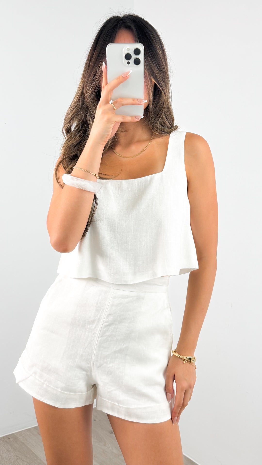 BAKER LINEN SHORTS - WHITE