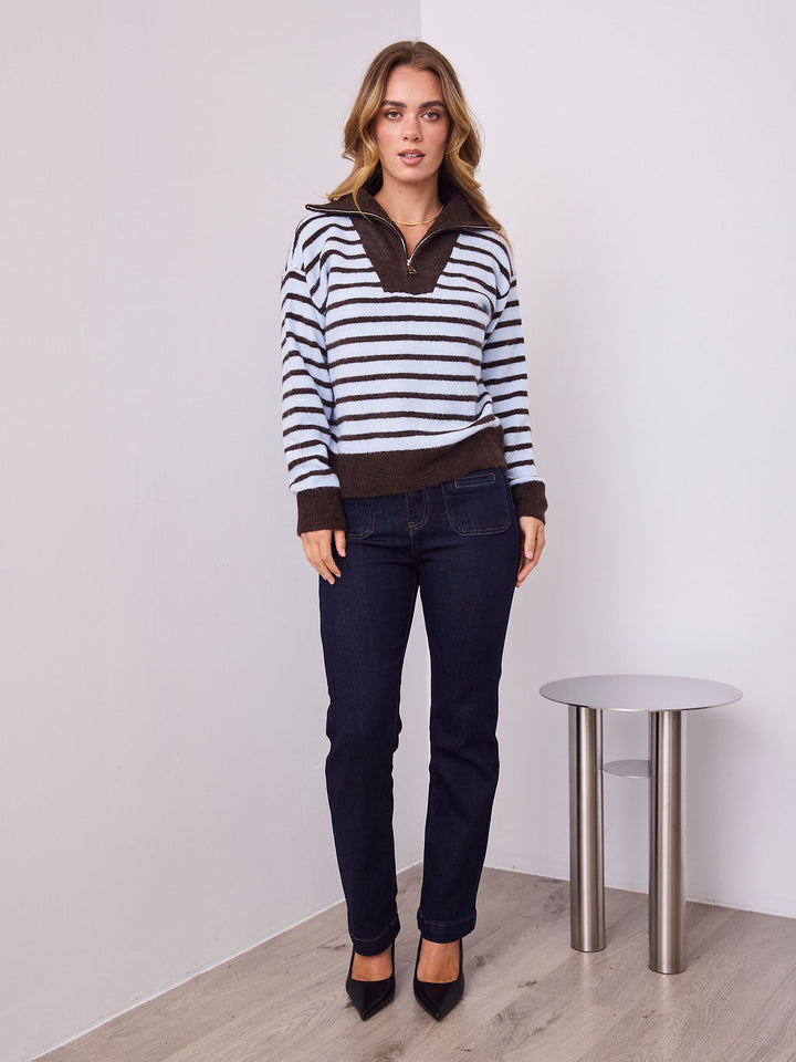 VIKKI KNIT - BLUE/CHOCOLATE