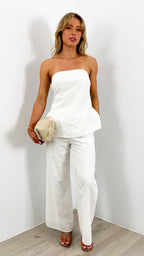 MYRA STRAPLESS TOP + PANT SET - WHITE