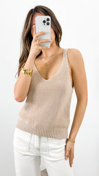 ANNIKA KNIT TANK TOP - BEIGE