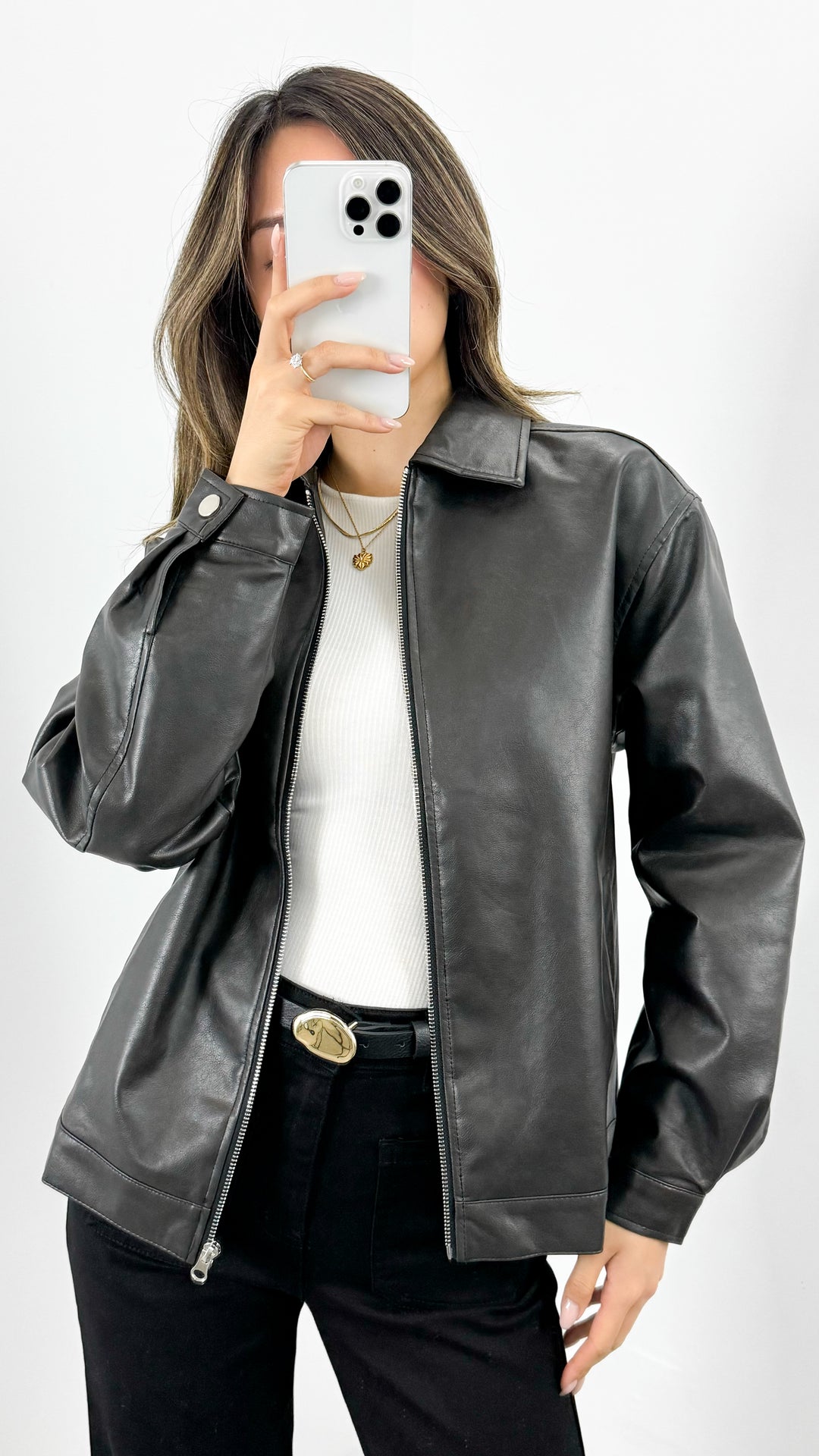 MARVIN PU JACKET - DARK CHOCOLATE / WASHED BLACK