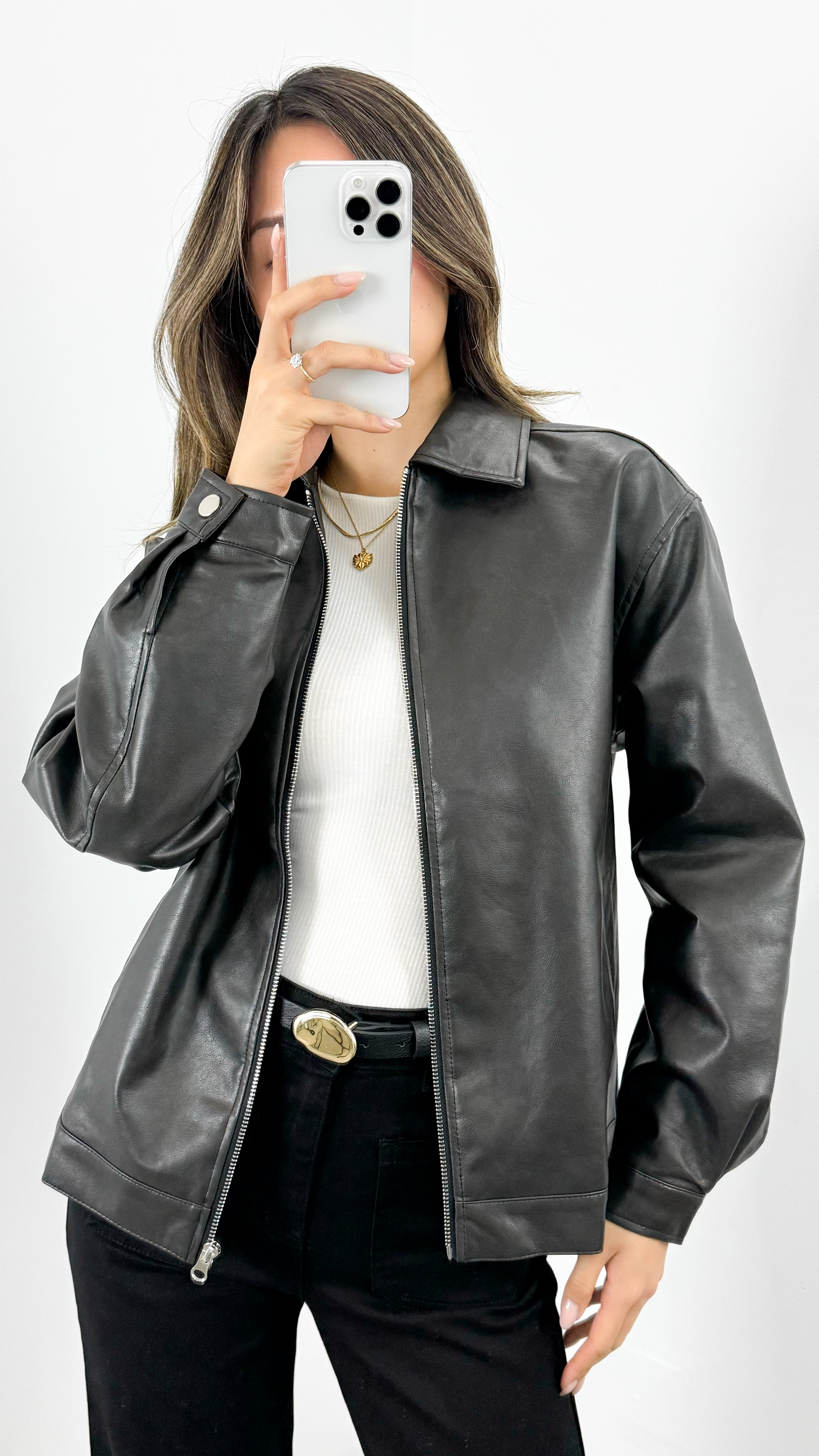 MARVIN PU JACKET - DARK CHOCOLATE / WASHED BLACK