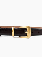 GRETA THIN GENUINE LEATHER BELT - CHOCOLATE