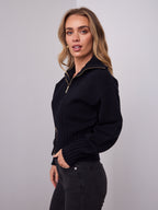 NERO TWO WAY ZIP KNIT - BLACK