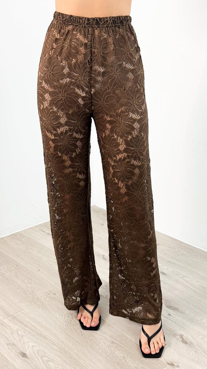 NADINE SHIRT & PANT SET - CHOCOLATE