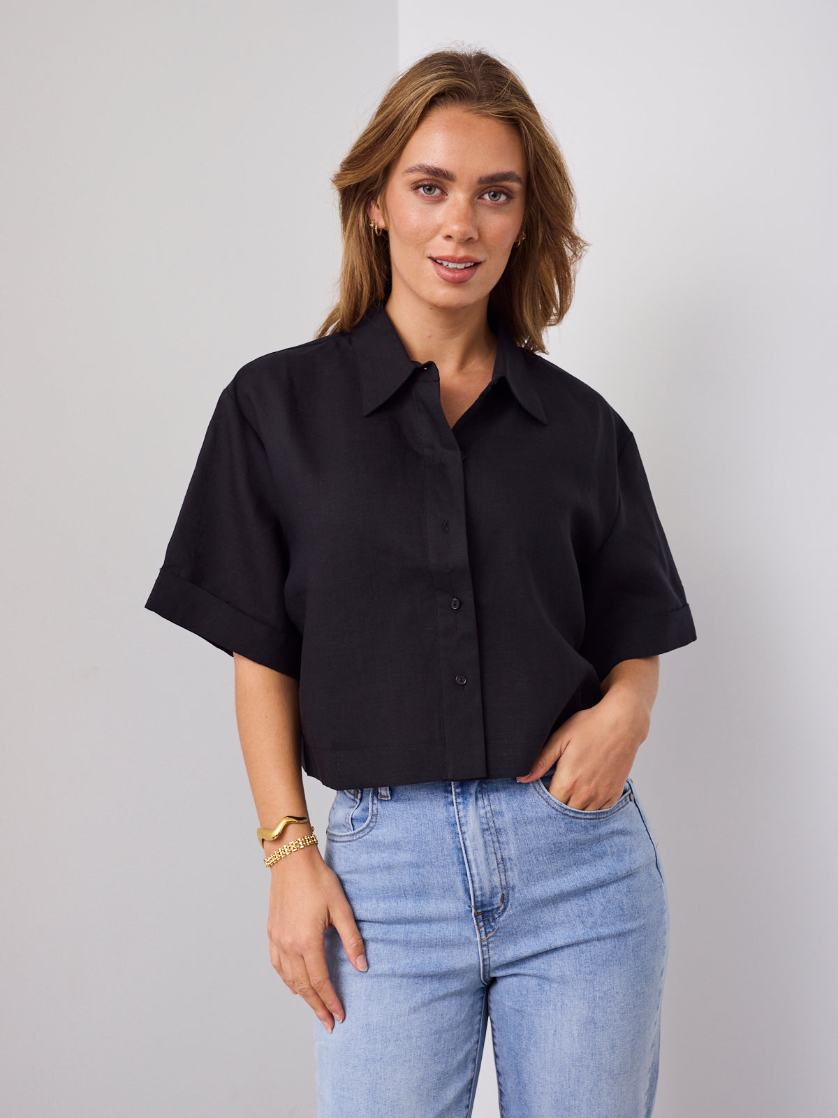 RODELL LINEN SHIRT - BLACK