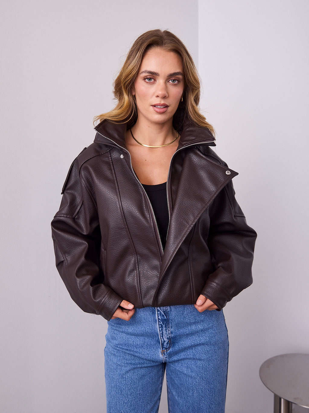 AXEL PU JACKET - CHOCOLATE