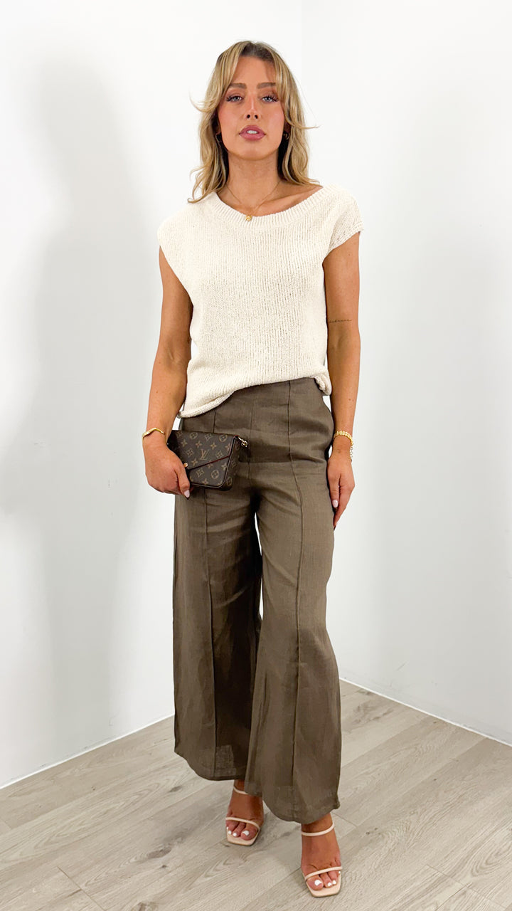 BAKER LINEN PANT - CHOCOLATE