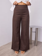 HANNAH LINEN PANT - CHOCOLATE