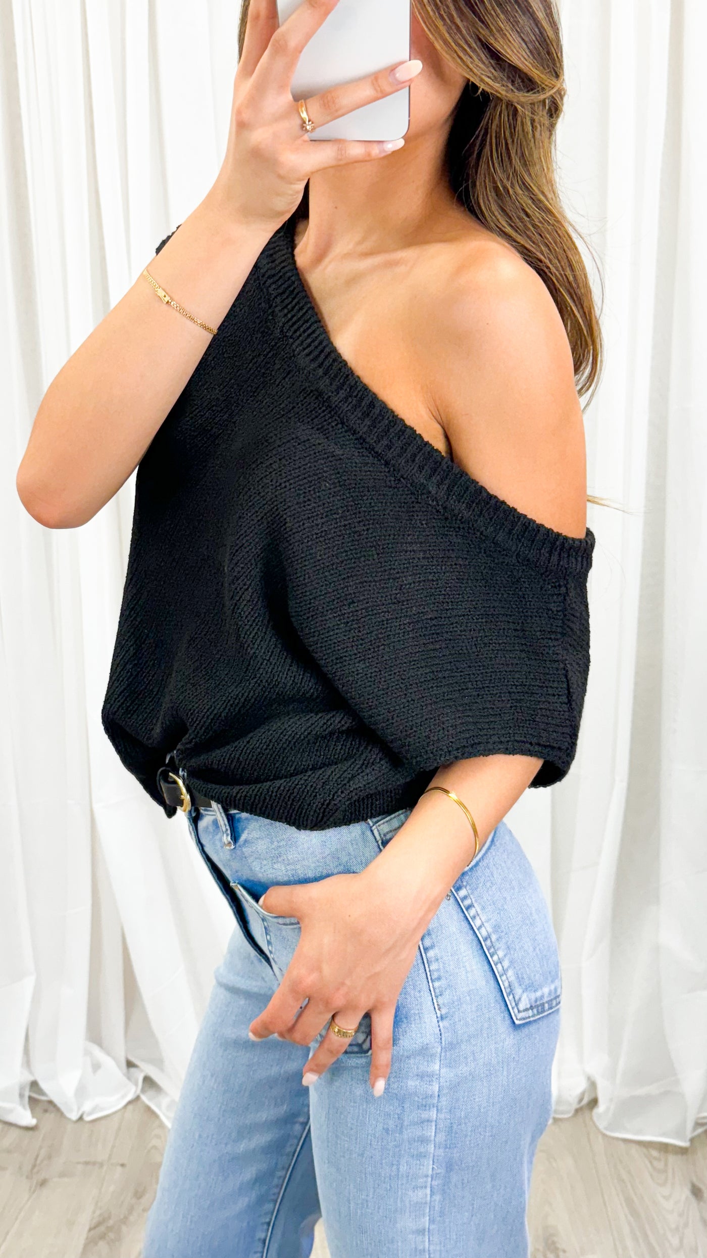 BETHENNY KNIT TOP - BLACK