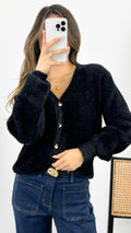 MAVI FLUFFY CARDI - BLACK