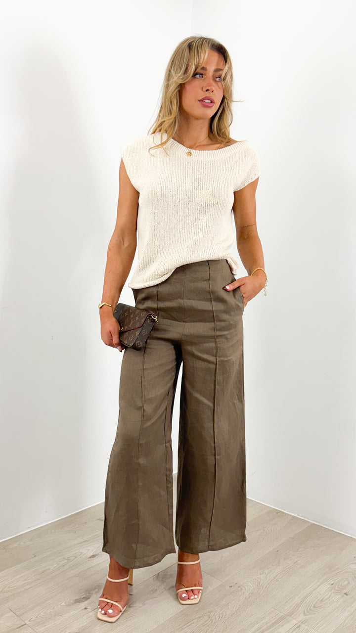 BAKER LINEN PANT - CHOCOLATE