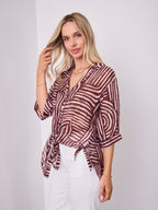 SHANI SHIRT - PINK/CHOCOLATE