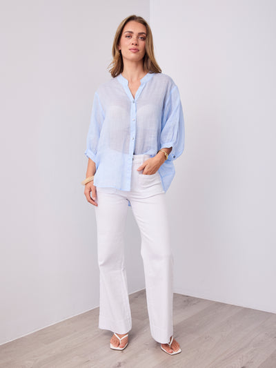 CATHY LINEN SHIRT - ICE BLUE