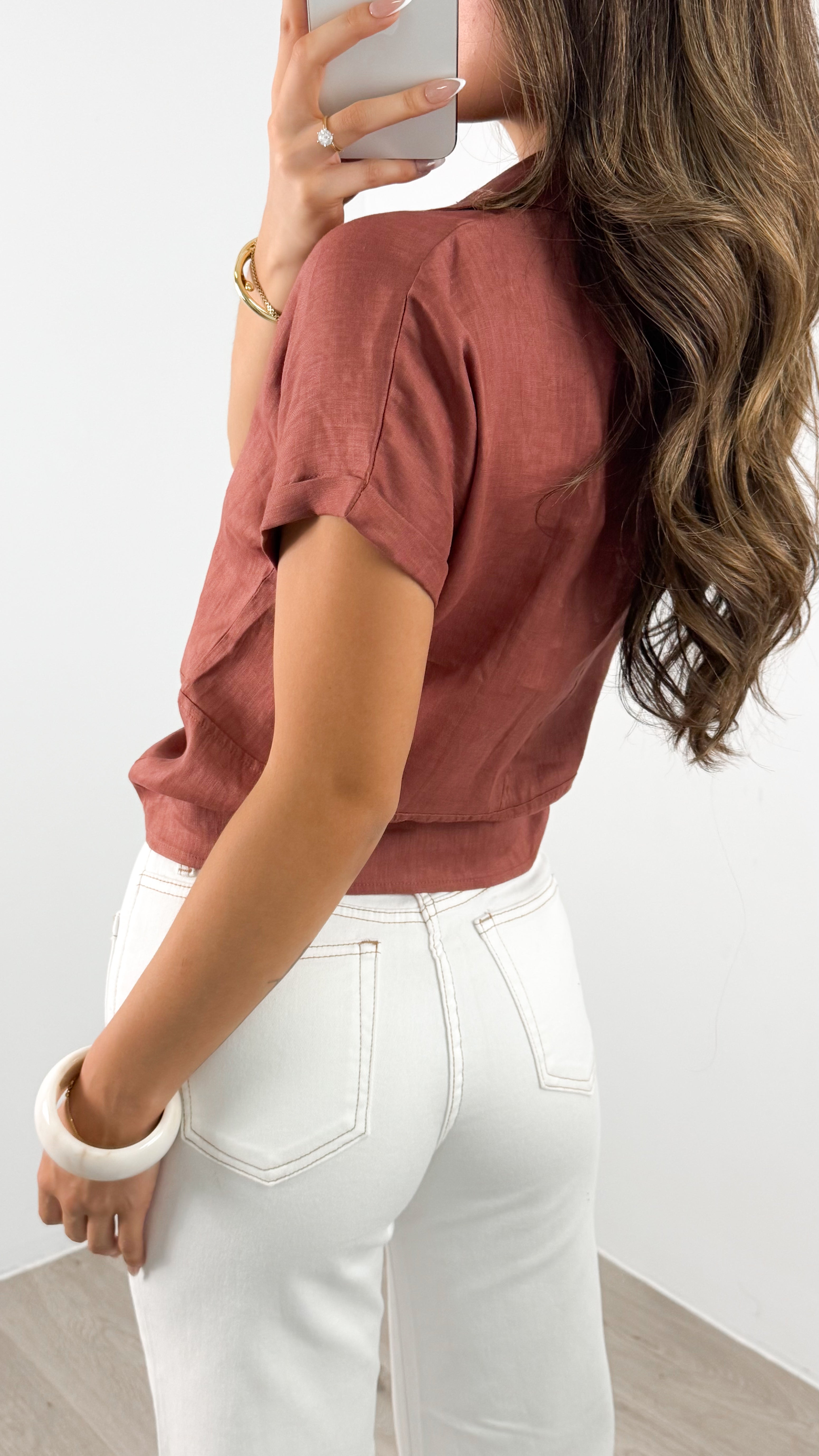 COMO LINEN SHIRT - CLAY