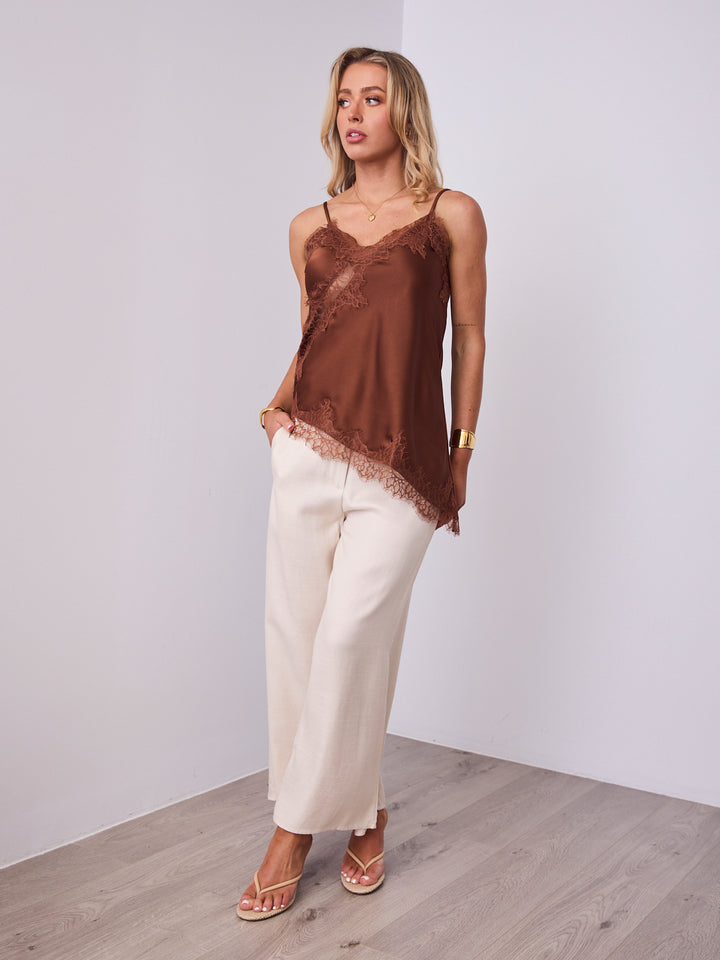 STELLA LACE CAMI - CHOCOLATE