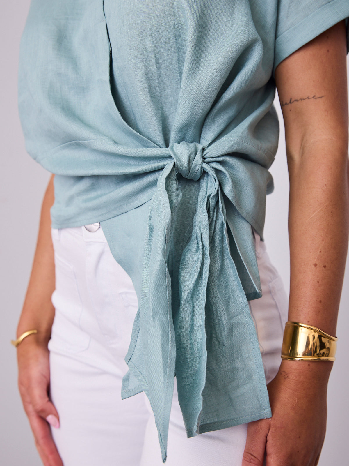COMO LINEN SHIRT - SAGE