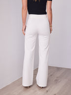 DALTON STRETCH JERSEY HIGH WAISTED STRAIGHT LEG PANT - WHITE