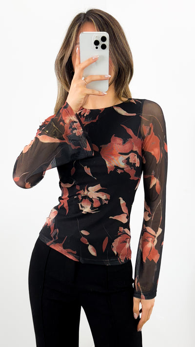 ESTELLE MESH TOP - BLACK