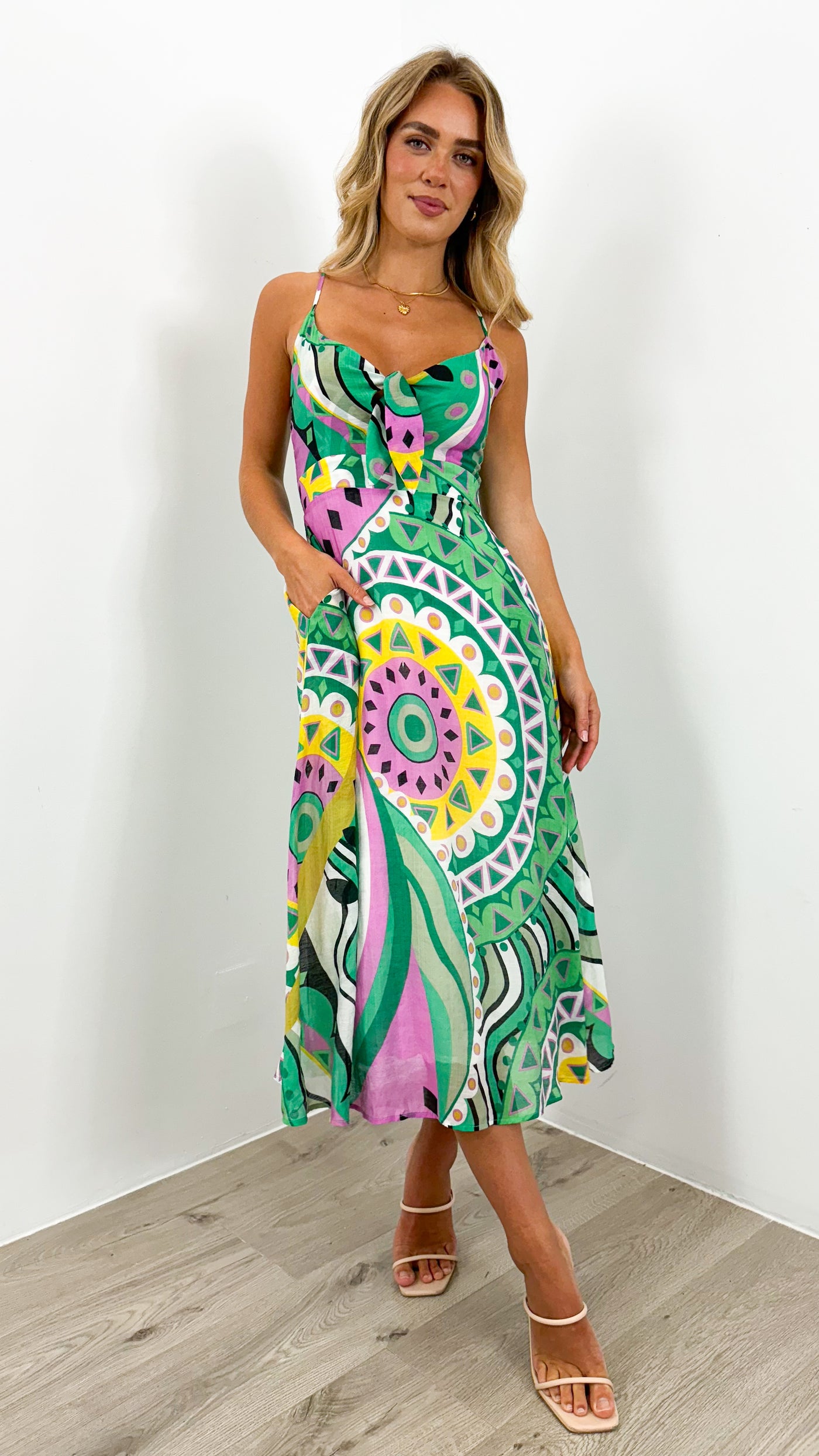 DULCIE DRESS - GREEN PRINT