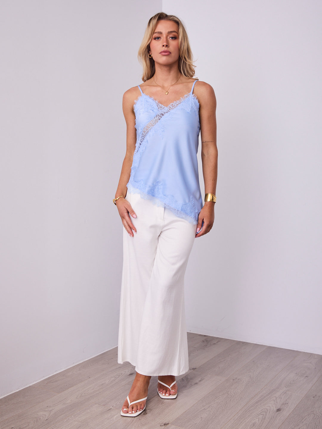STELLA LACE CAMI - PALE BLUE