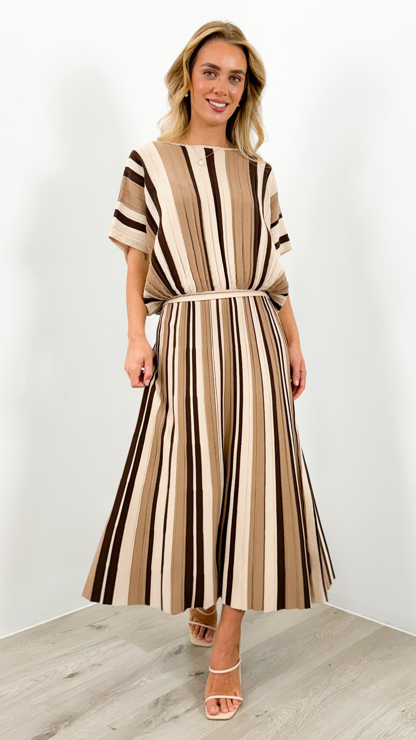 CAMBERWELL STRIPE KNIT PLEAT SKIRT - MULTI