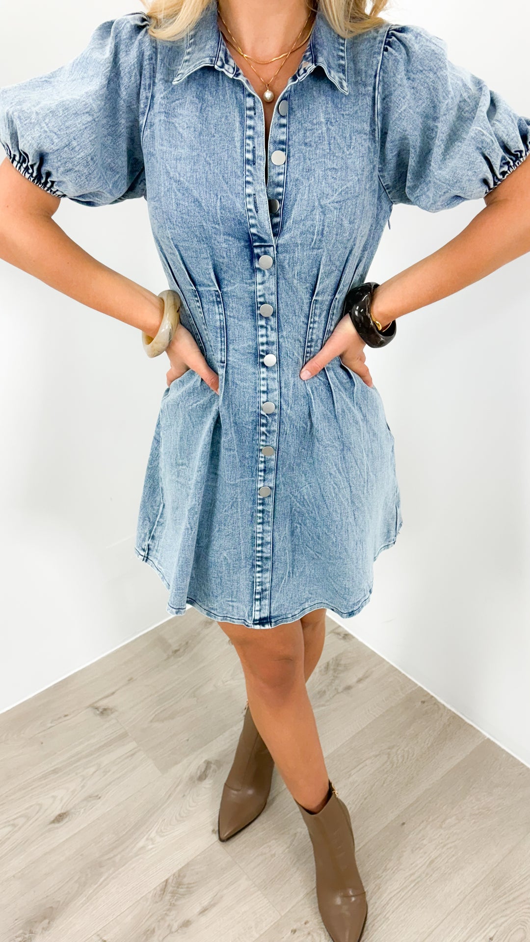 KRISTEN DENIM DRESS - BLUE
