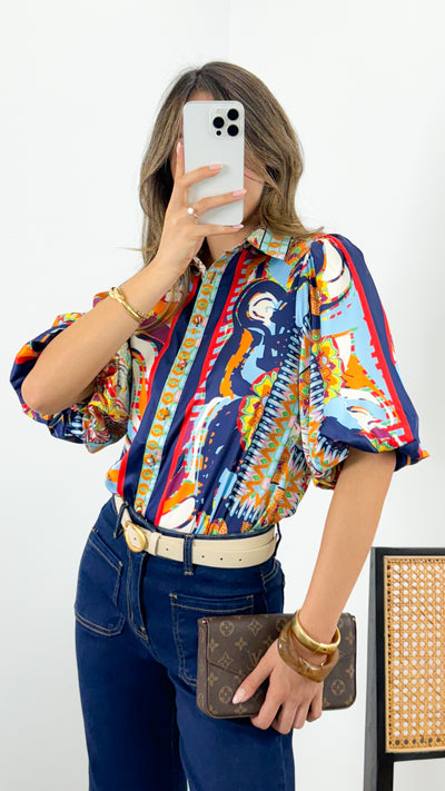 SICILY BLOUSE - NAVY