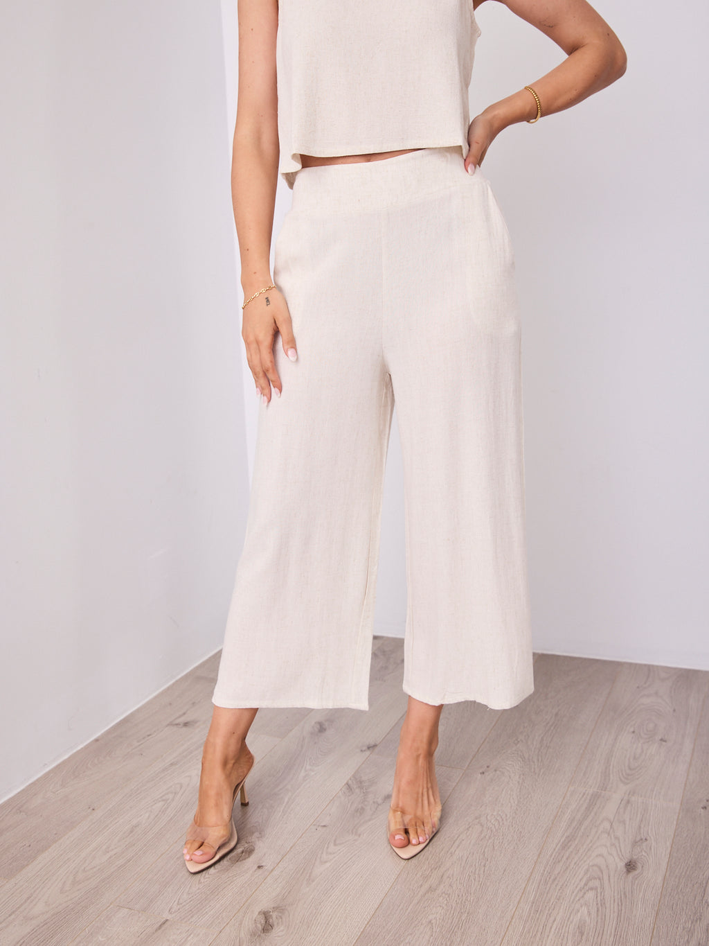 MEMPHIS 7/8 LINEN PANTS - BEIGE