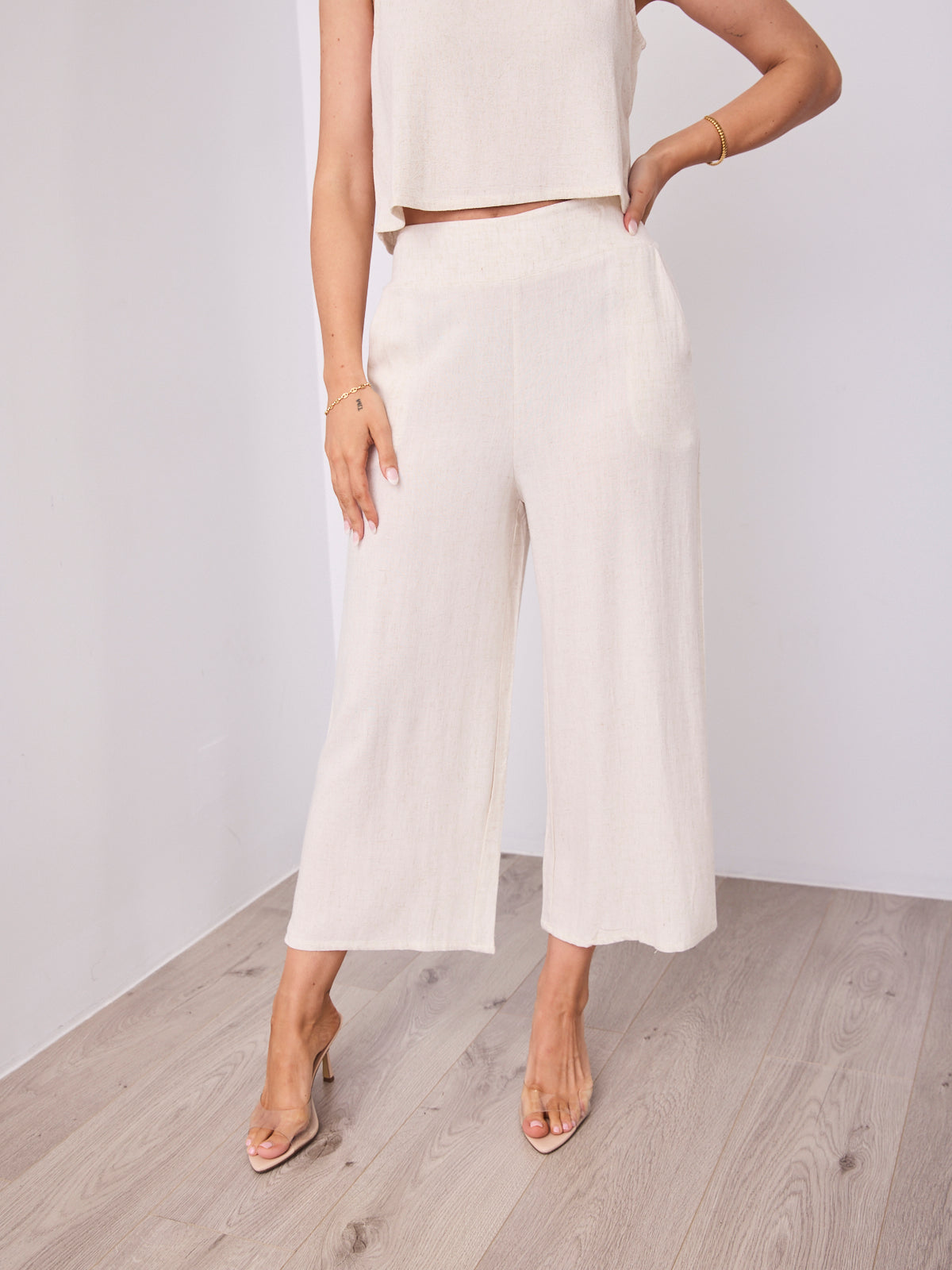 MEMPHIS 7/8 LINEN PANTS - BEIGE