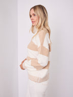BESSIE BLOCK STRIPE KNIT - OATMEAL/WHITE