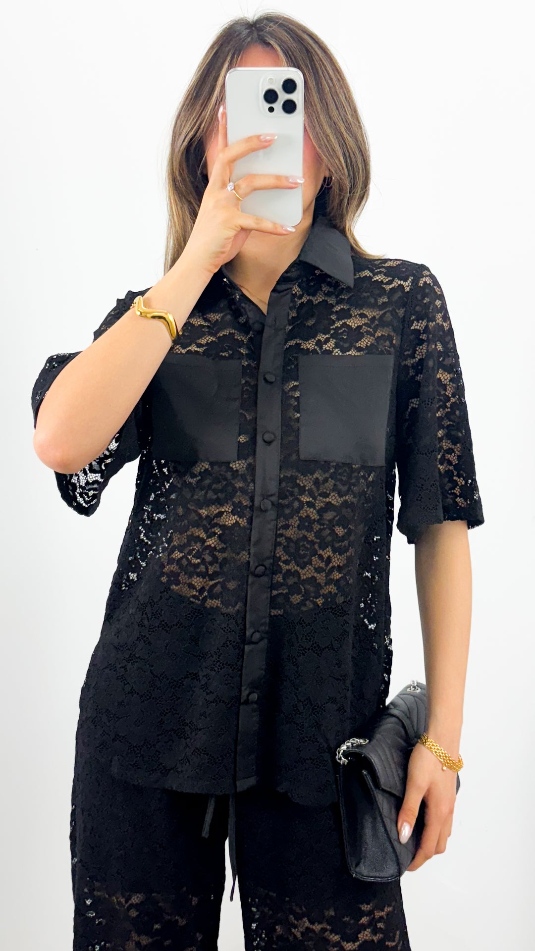 AZURA LACE SHIRT - BLACK