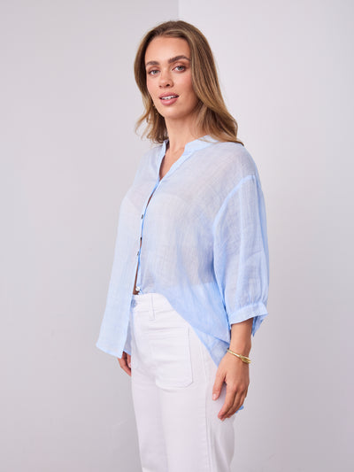CATHY LINEN SHIRT - ICE BLUE