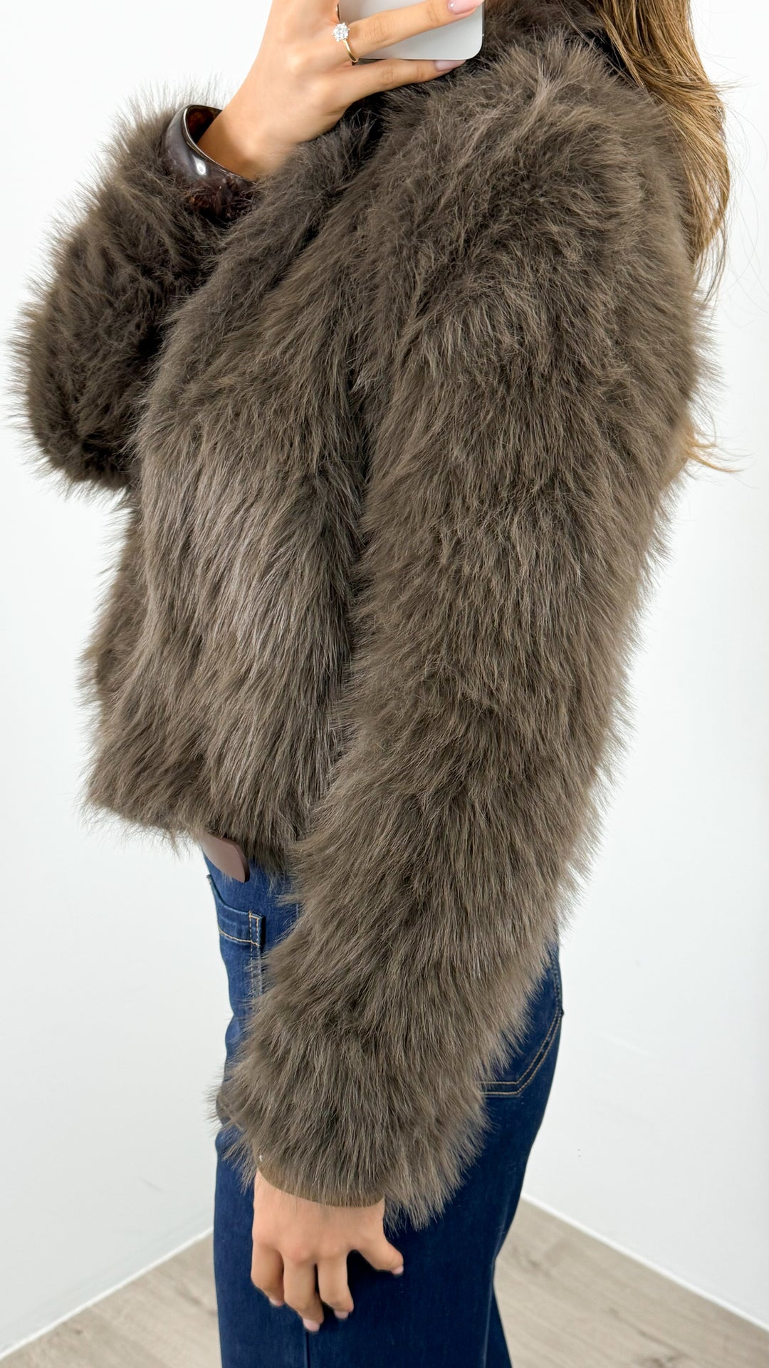 CHICAGO FAUX FUR JACKET - MOCHA