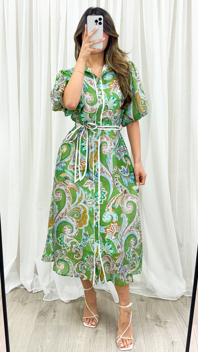 CARALLA DRESS - GREEN PRINT