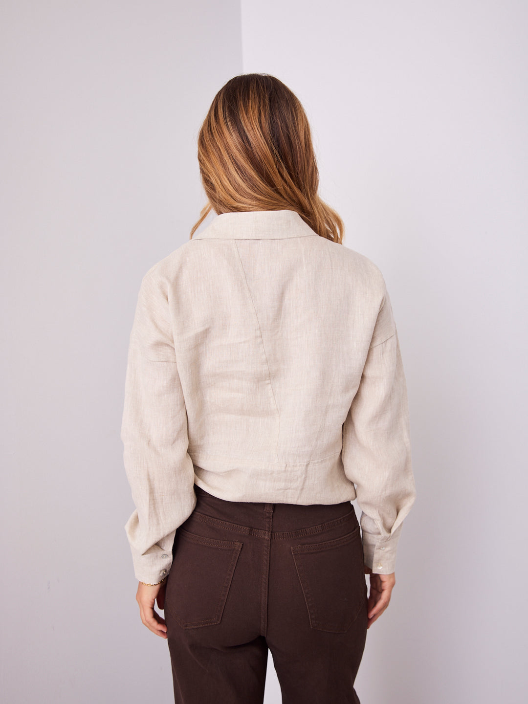 COMO LONG SLEEVE LINEN SHIRT - NATURAL